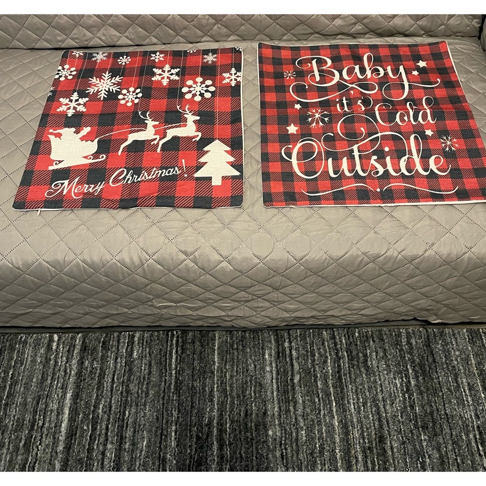 Christmas Pillow Covers. Plaid Set of 2. Size 18 X 18. Brand New. #1032.